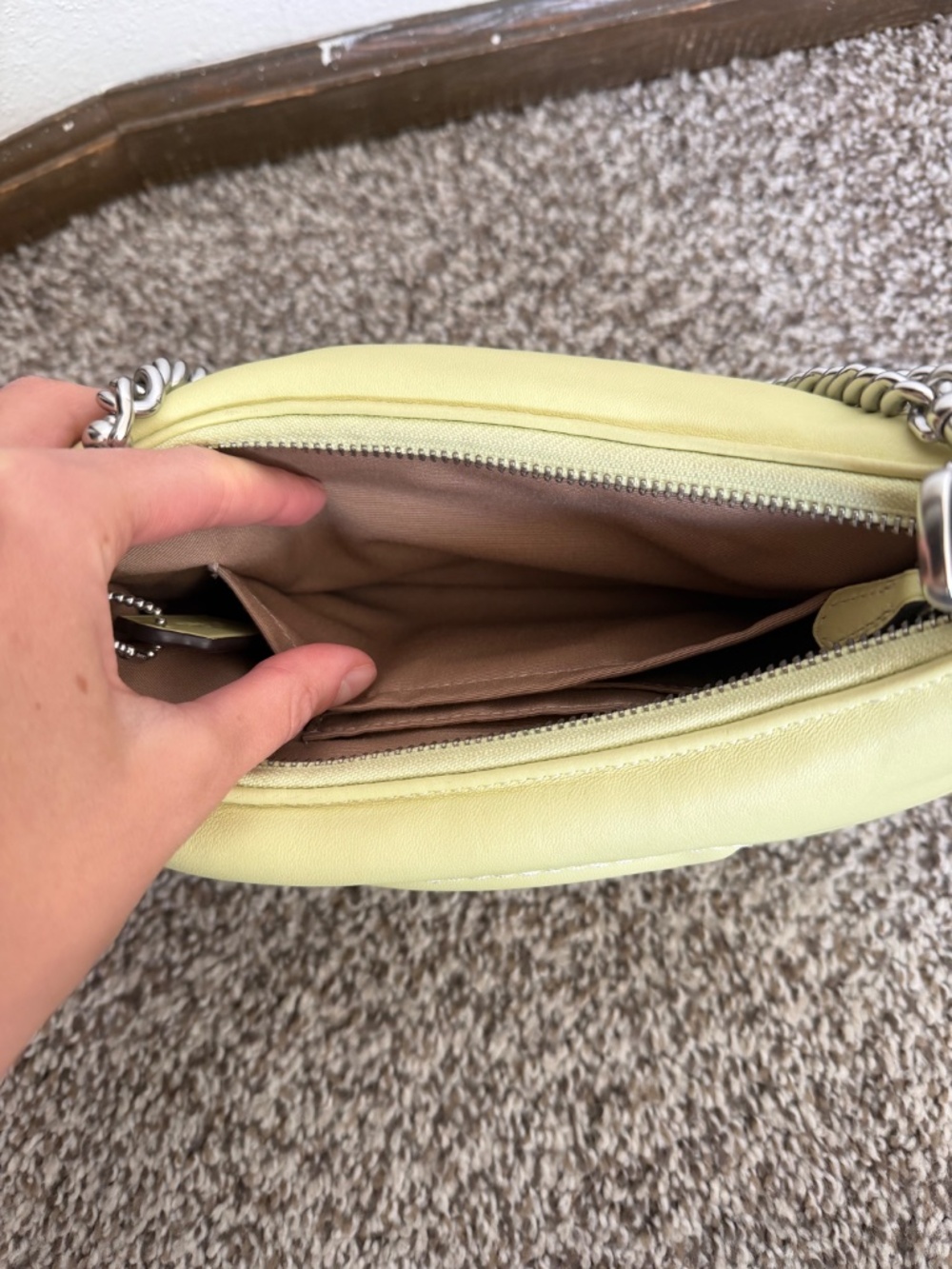 Coach- Teri Shoulder Bag With Signature Quilting (Silver/Pale Lime) - Picture 8 of 9